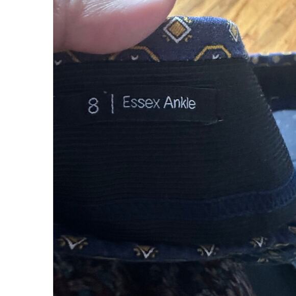 Talbots Essex Ankle Pants – Blue & Gold Geometric Print, Classic Fit - Picture 7 of 8